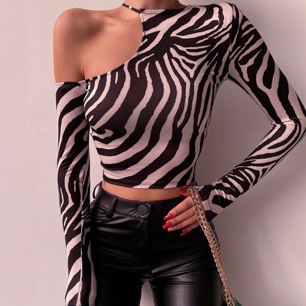 Off Shoulder Zebra Top